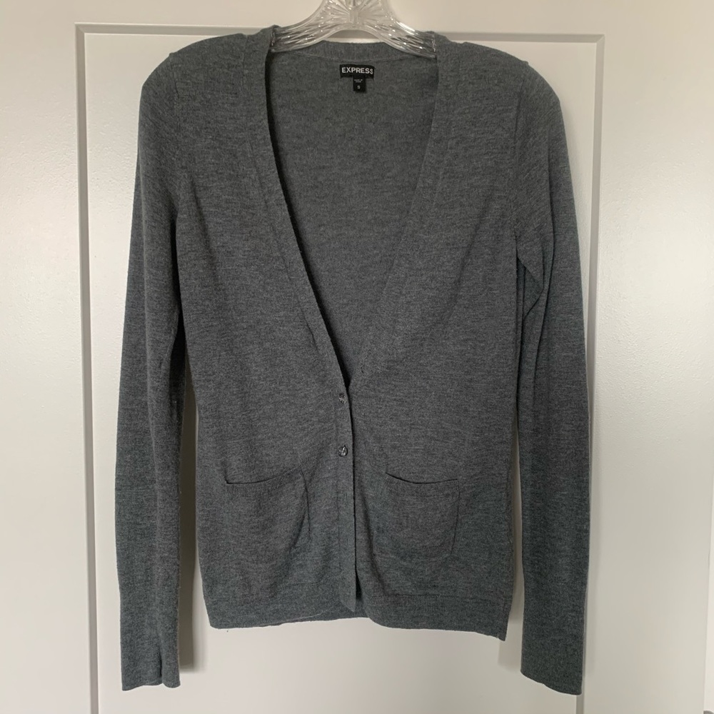 Express Gray Cardigan Sweater